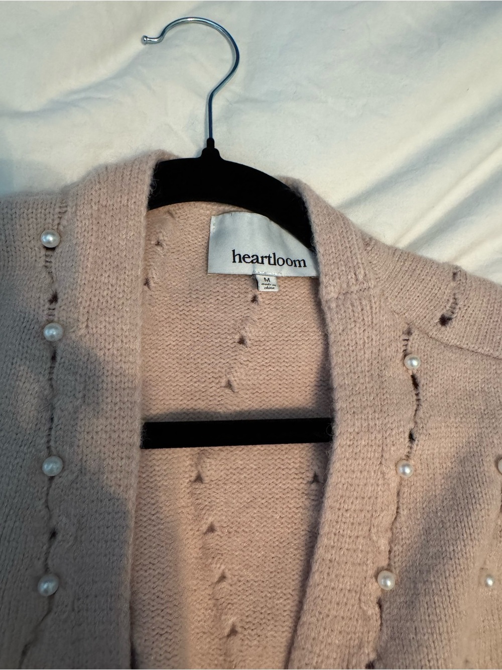 Heartloom Blush Pearl-Button Open Cardigan